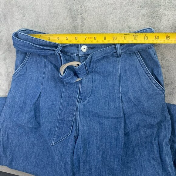 Pilcro and The Letterpress Jeans Women 2 Anthropologie Wide Leg Crop Belted Boho - Picture 7 of 14